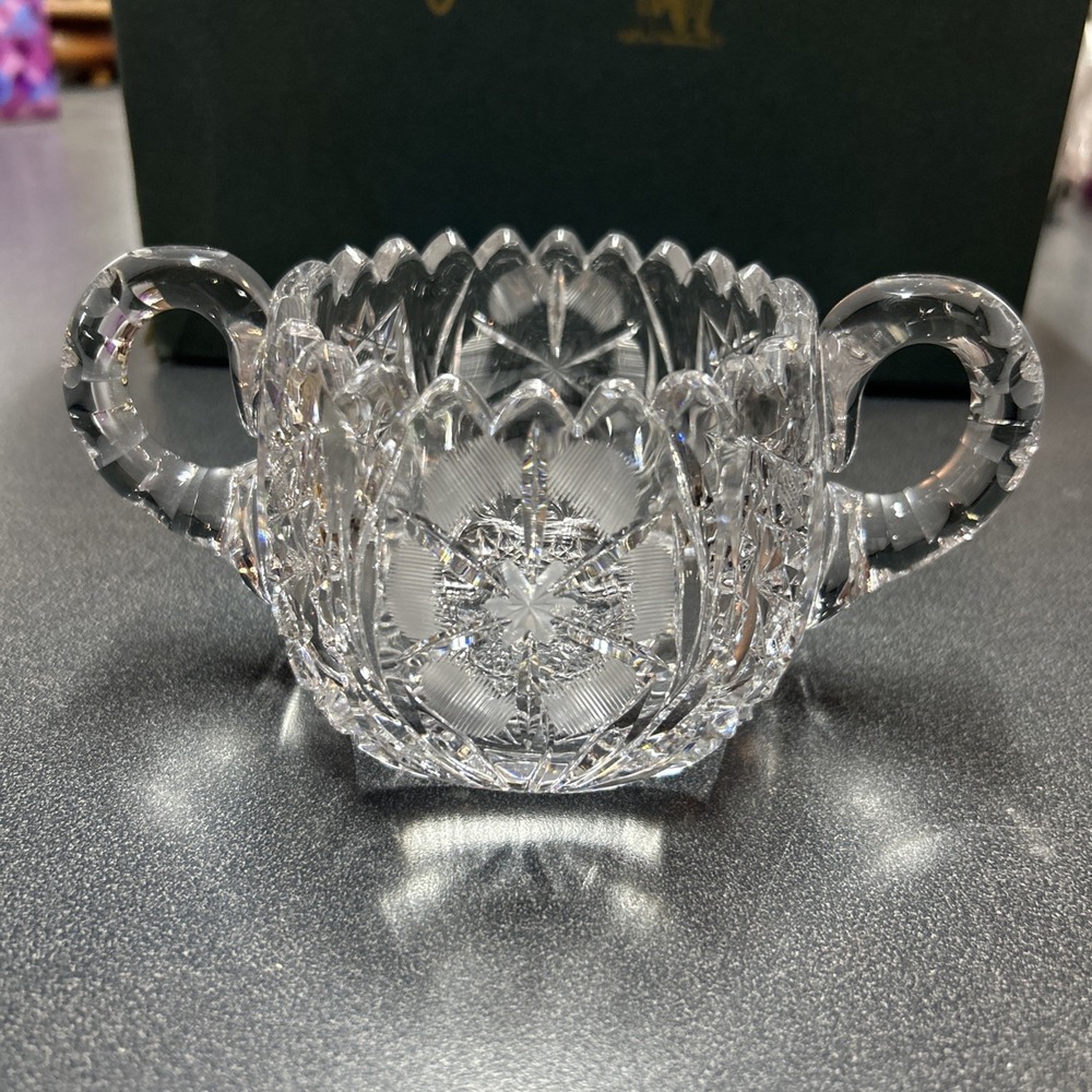 American Brilliant Period Cut Crystal Glass Sugar & Creamer c1900 antique - Picture 2 of 9